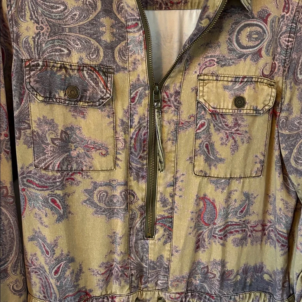 Pam & Gela Paisley Romper | Utility Style | Long Sleeve | Boho Chic - Picture 3 of 7